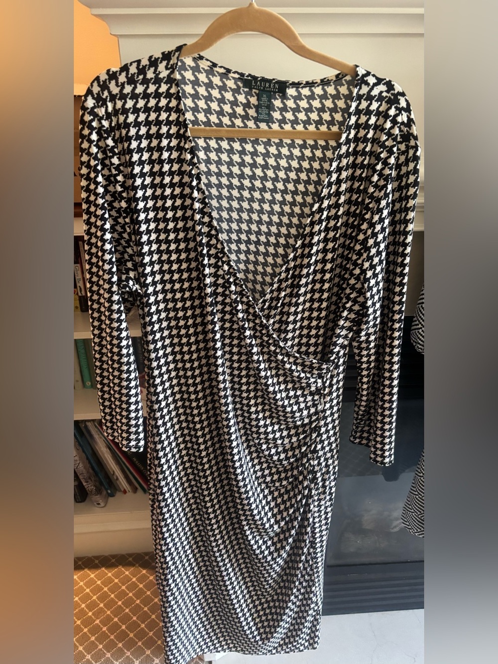 Lauren Ralph Lauren Black & White Houndstooth Wrap Dress